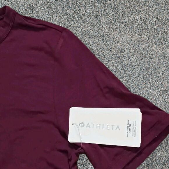 Athleta Women’s Size XXS NWT Nighttime Bliss Sleep Tee Burgundy Wine Color - Picture 5 of 7